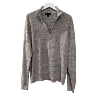 Michael Kors Men's Heather Grey Textured Half Zip L/S Pullover Sweater Size L